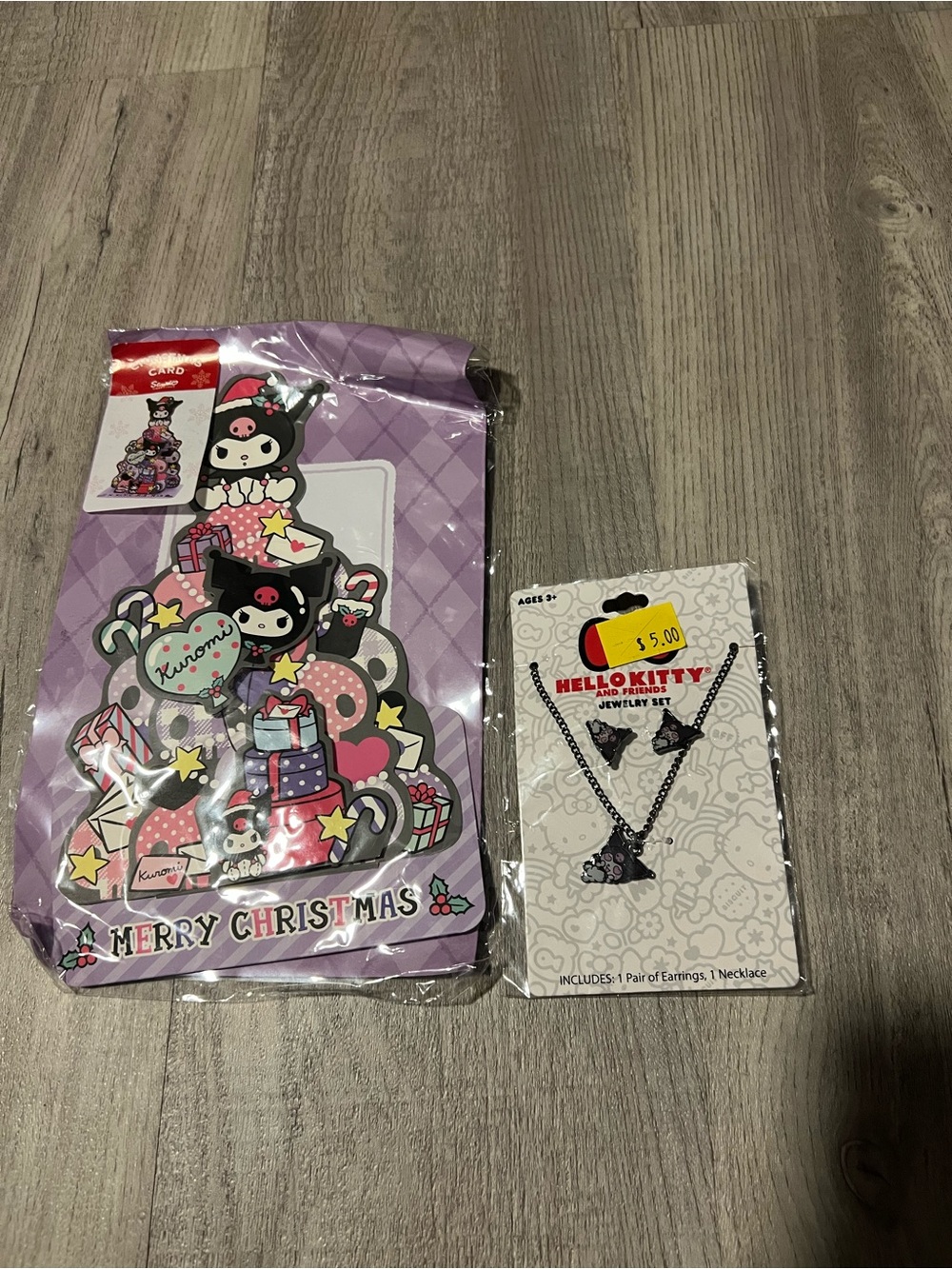 Kuromi Christmas Card And Jewelry Set with Black & Purple Accents Bundle